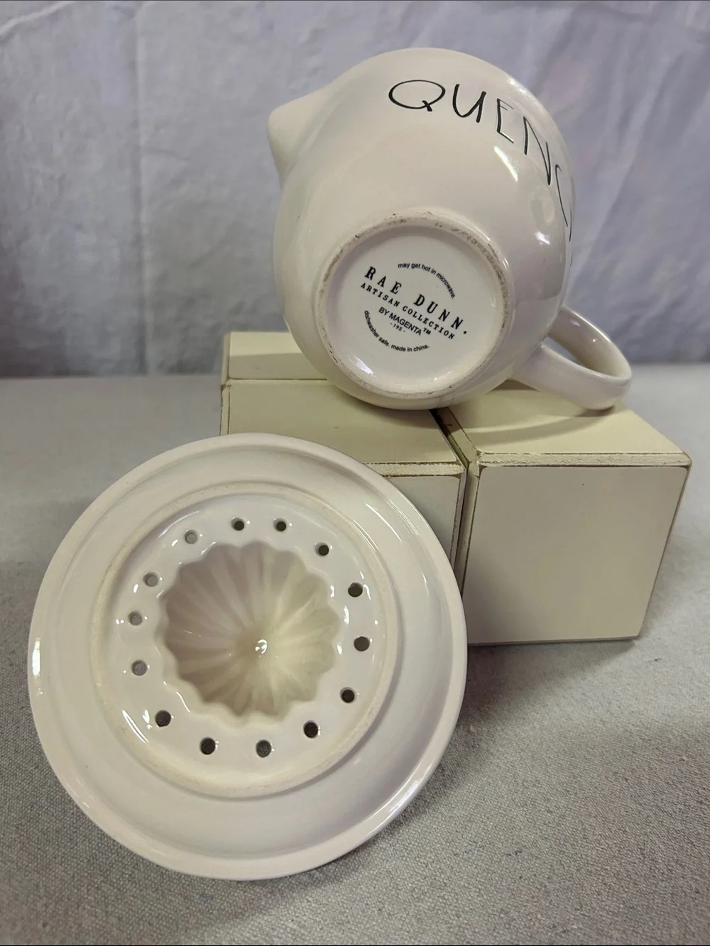 Rae Dunn White Ceramic QUENCH Juicer Pitcher